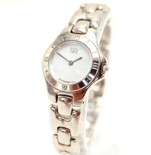 ESQ Swiss Silver Tone 25mm MOP Womens Watch Stainless Steel w New Battery